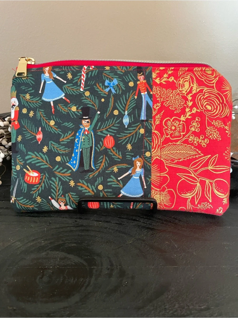 NEW Rifle Paper Co. Nutcracker Print Fabric Zip Pouch - 9”x6”